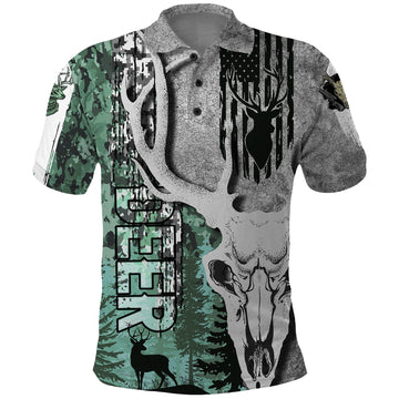 Deer Hunting Abstract Dark Forest Pattern Polo Shirt TS04