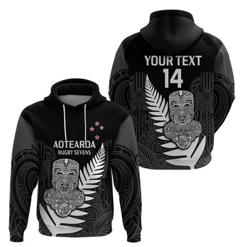 Custom Aotearoa Rugby Sevens All Black Tiki Fern Hoodie LT14