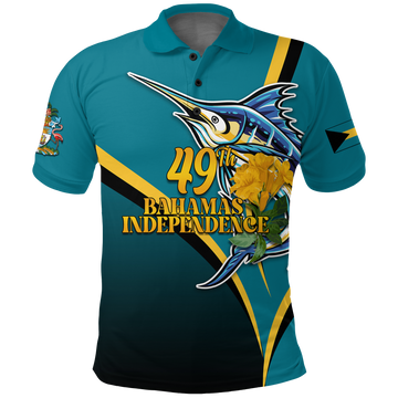 The Bahamas 49th Anniversary Independence Day Blue Marlin Polo Shirt LT12
