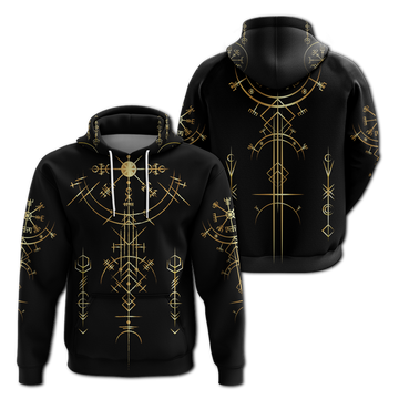 Viking Helm of Awe Gold Art Hoodie LT12