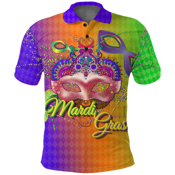Mardi Gras Mask With Beads Polo Shirt LT12