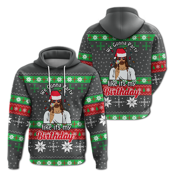 Christmas Jesus Birthday Party Ugly Pattern Hoodie LT12