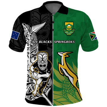 Custom New Zealand South Africa Rugby Polo Shirt All Black Maori Mix Springboks LT14