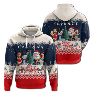 Christmas Jesus With Santa, Snowman And Reindeer Ugly Pattern Hoodie LT12