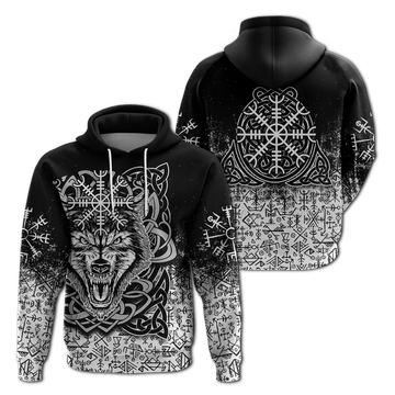 Viking Wolf With Vegvisir Art Hoodie LT12