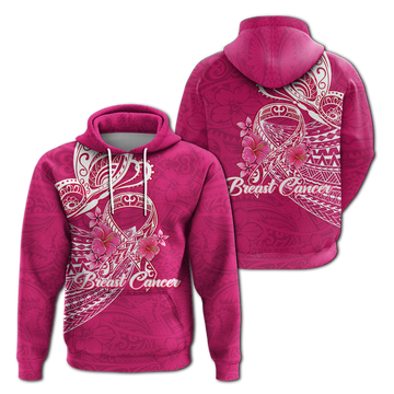 Breast Cancer Pink Ribbon Butterfly Polynesian Pink Version Hoodie LT12