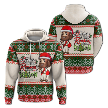 Christmas Jesus Is The Reason For The Season Ugly Pattern Hoodie LT12