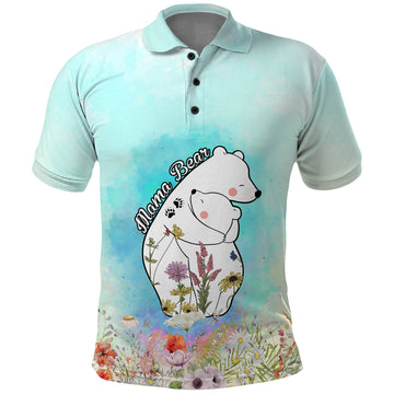 Mothers Day Mama Bear Mix Wild Flowers Polo Shirt TS07