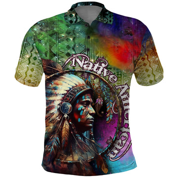 Native American Indian Chief Man Headdress Polo Shirt TS04