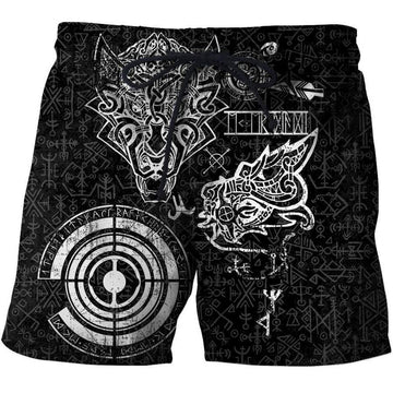 Viking Clothing Fenrir and Nidhogg Viking Tattoo Shorts RLT12