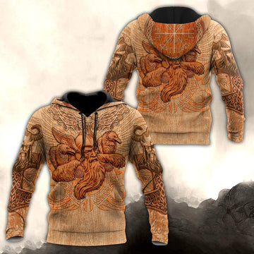 Viking Clothing Viking Odin and Ravens Hoodie RLT12