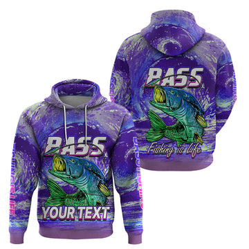 Custom Bass Fishing is Life Hoodie Hook Sport Largemouth Purple LT9