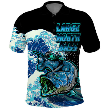 Custom Bass Fishing Blue Polo Shirt LT9