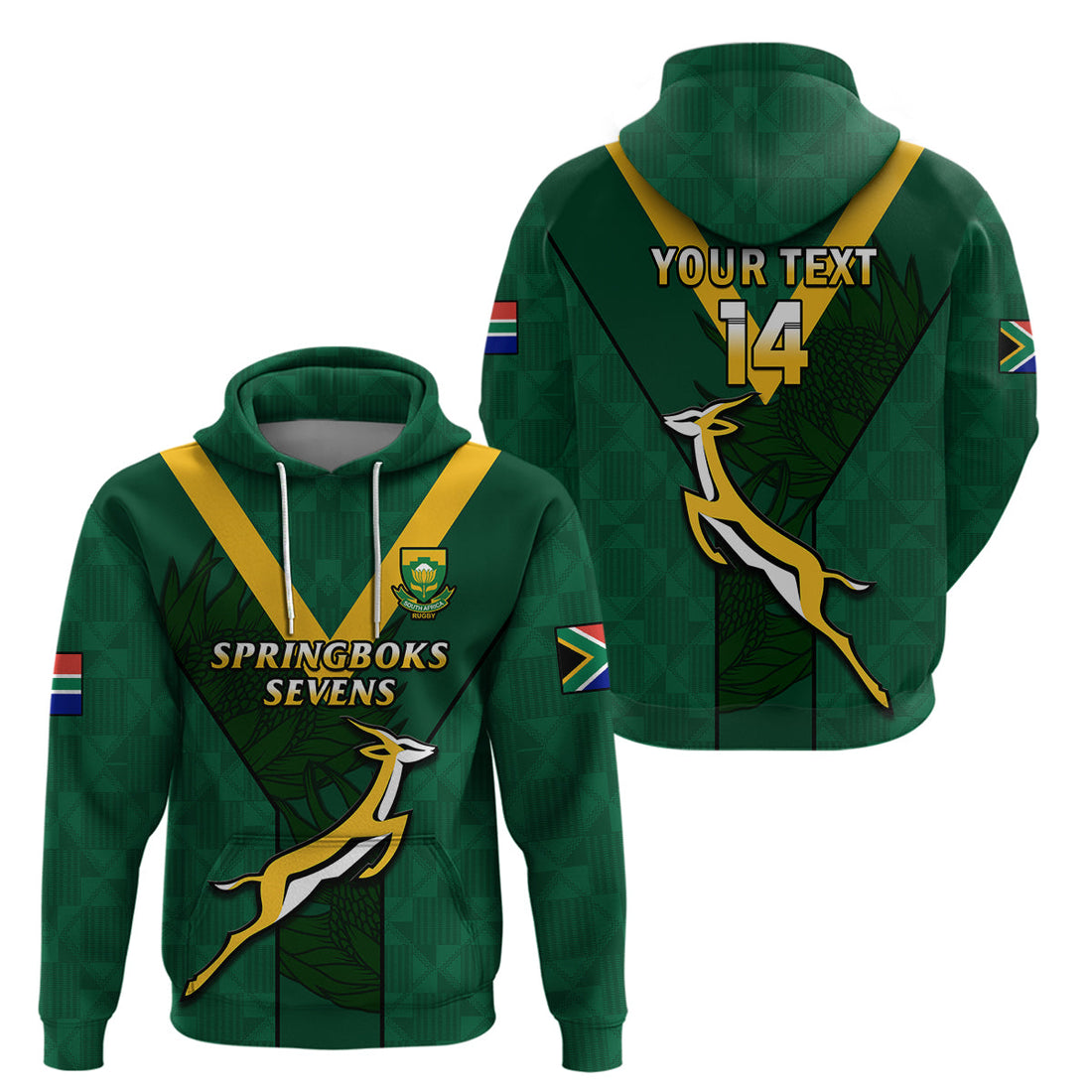Custom South Africa Rugby Go Blitzboks Sevens Hoodie LT14