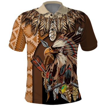 Native American Eagle Warrior Headdress Feathers Polo Shirt TS04