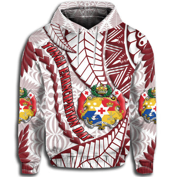 Tonga Emancipation Day Hoodie Kupesi Pattern No.2 White LT9