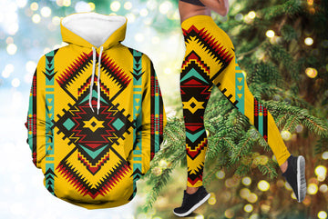Native American Abstract Geometric Ornament Hoodie Leggings Set LT10
