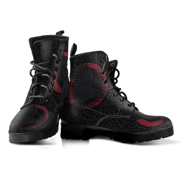 Viking Men's Leather Boots, Ragnar's Raven with Futkark RLT12