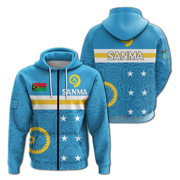 Vanuatu Sanma Province Zip Up Hoodie Flag Style LT12