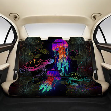 Kanaka Maoli (Hawaiian) Back Car Seat Covers - Turtle and Jellyfish Colorful