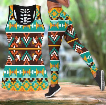 Native American Seamless colorful Hollow Tanktop Leggings Set LT10
