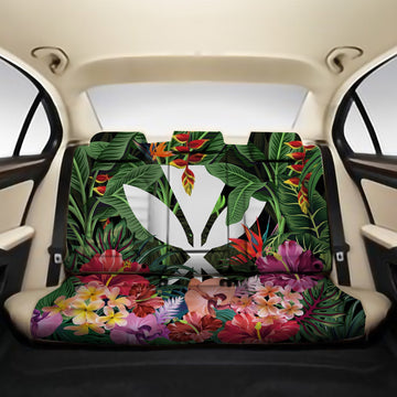 Kanaka Maoli (Hawaiian) Back Car Seat Covers - Coat Of Arms Tropical Hibiscus and Orchid