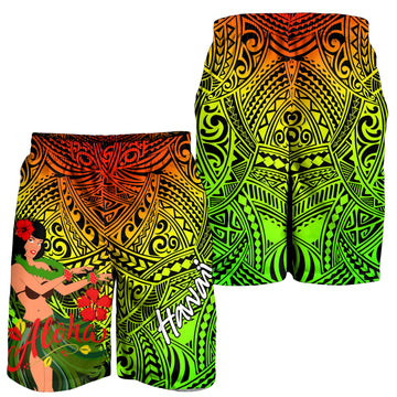 Hawaii Hula Girl Reggae Men Short LT2
