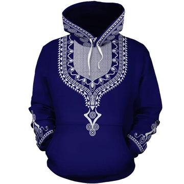 African Hoodie Blue Dashiki Pullover