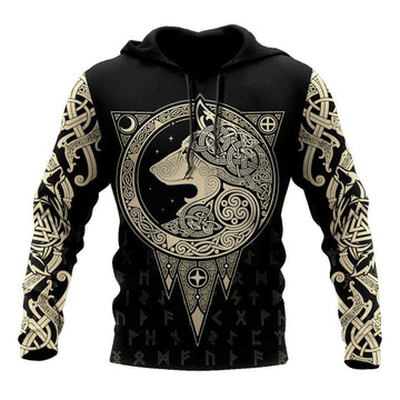 Viking Clothing Viking Gold Wolf Hoodie RLT12