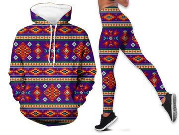 Native American Diamond Pattern In Purple Hoodie Leggings Set LT10