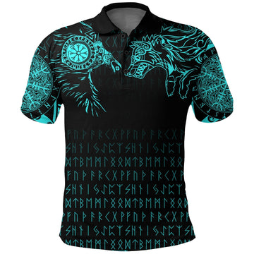 Viking Polo Shirt Raven and Wolf Special Tattoo RLT12