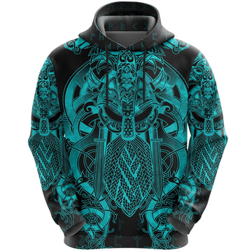 Viking Fenrir and Tyr Tattoo Hoodie Blue Version RLT12