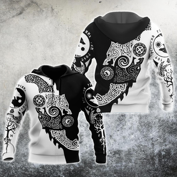 Viking Clothing Viking Hati and Skoll 3D Hoodie RLT12