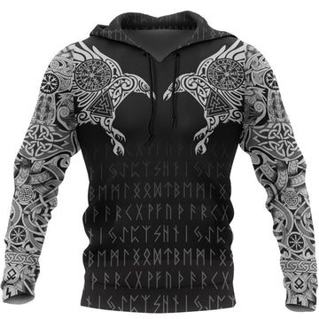 Viking Hoodie The Raven Of Odin Tattoo RLT12