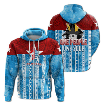 West Papua 60 Years OPM Morning Star with Polynesian Pattern Zip Hoodie LT7