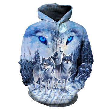 Blue Wolf Native American All Over Hoodie LT10