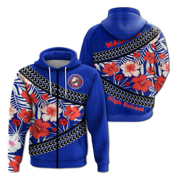 Waianae High School Zip up Hoodie Hawaiian Hibiscus Flowers LT20