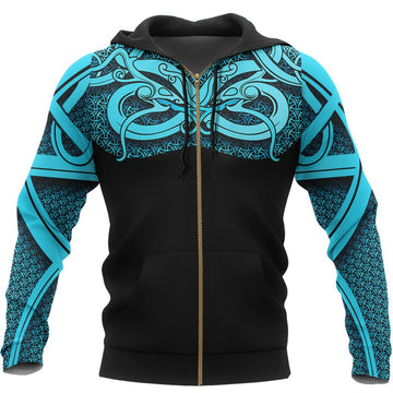Viking Hoodie Best Viking Tattoo Blue (Zip) RLT12