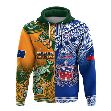 Custom Australia Wallabies And Toa Samoa Rugby Hoodie Aboriginal Mix Polynesian LT14