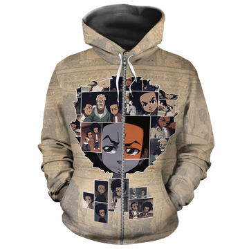 African Hoodie 90s Huey Freeman Zip Hoodie