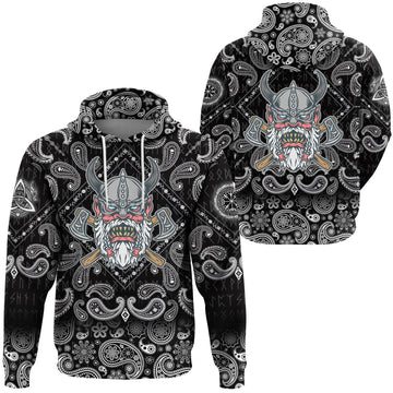 Viking Hoodie Angry Old with Bandana Paisley Style RLT12