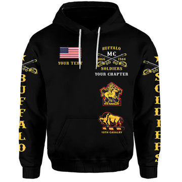 Custom Buffalo Soldiers Motorcycle Club Hoodie BSMC Original Style Black LT8