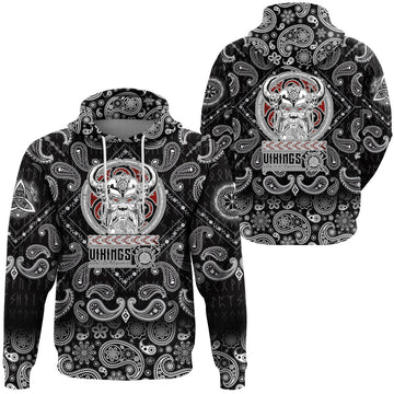 Viking Hoodie Born to Be Warrior with Bandana Paisley Style RLT12