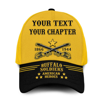 (Custom Text and Chapter) Buffalo Soldiers Classic Cap Since 1866 BSMC Anniversary Ver.04 LT13