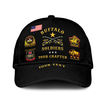 (Custom Personalised) Buffalo Soldiers Classic Cap African American Military - Black LT8