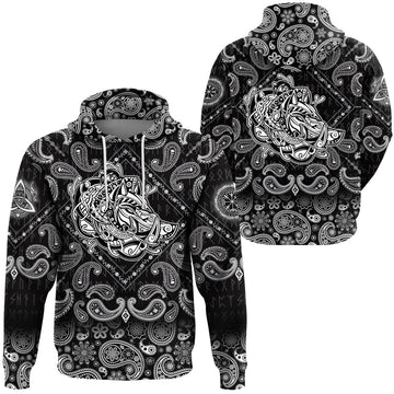 Viking Hoodie Celtic Boar with Bandana Paisley Style RLT12