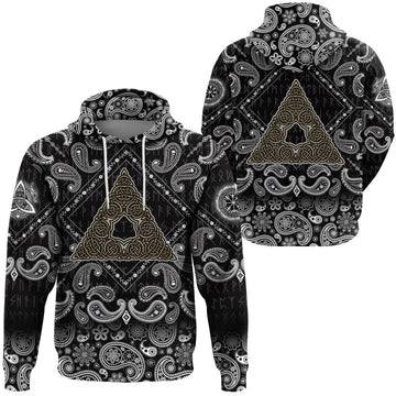 Viking Hoodie Celtic Knot Triangle with Bandana Paisley Style RLT12