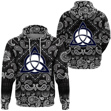 Viking Hoodie Celtic Trinity Knot with Bandana Paisley Style RLT12
