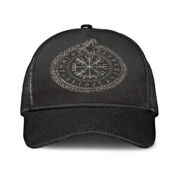 Viking Classic Cap Viking Vegvisir with Ouroboros and Runes Classic Cap RLT12