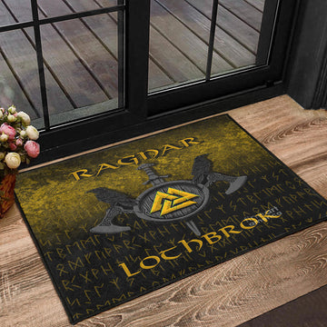 Viking Door Mat Ragnar Lothbrok Ragnar Lodbrok Viking Warrior Gold Version Door Mat RLT12